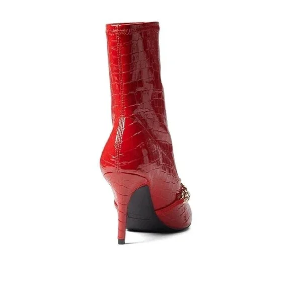 Juicy Couture Tommi Women's US 8 Red Snakeskin Stiletto Heel Ankle Boots RHS7329 - Picture 4 of 10